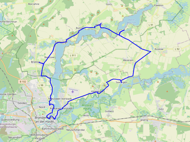 Karte Rund um die Beetzseen