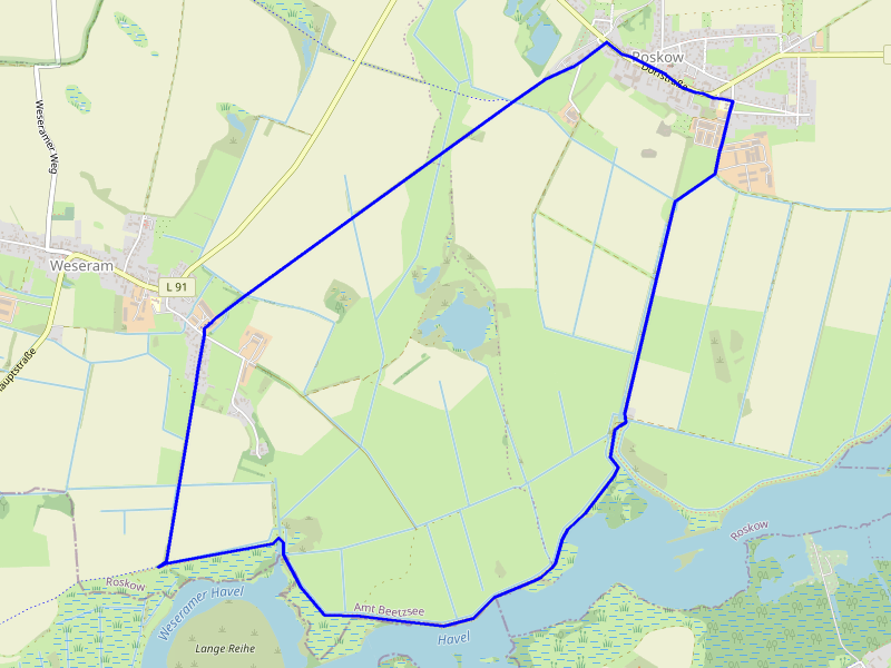 Karte Roskow Haveldeiche