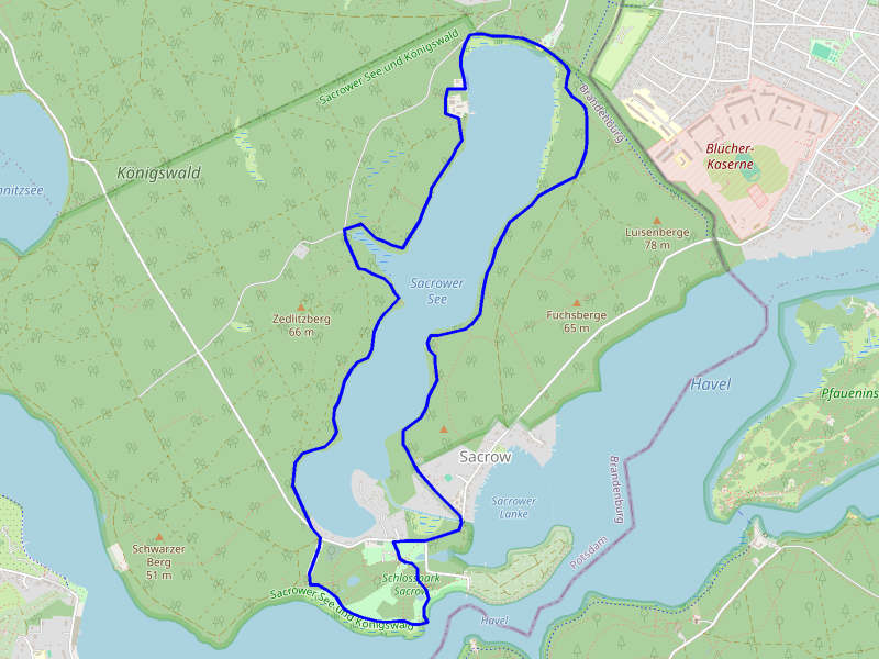Karte Sacrower See und Heilandskirche
