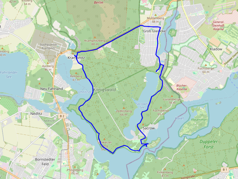 Karte Durch den Königswald nach Sacrow