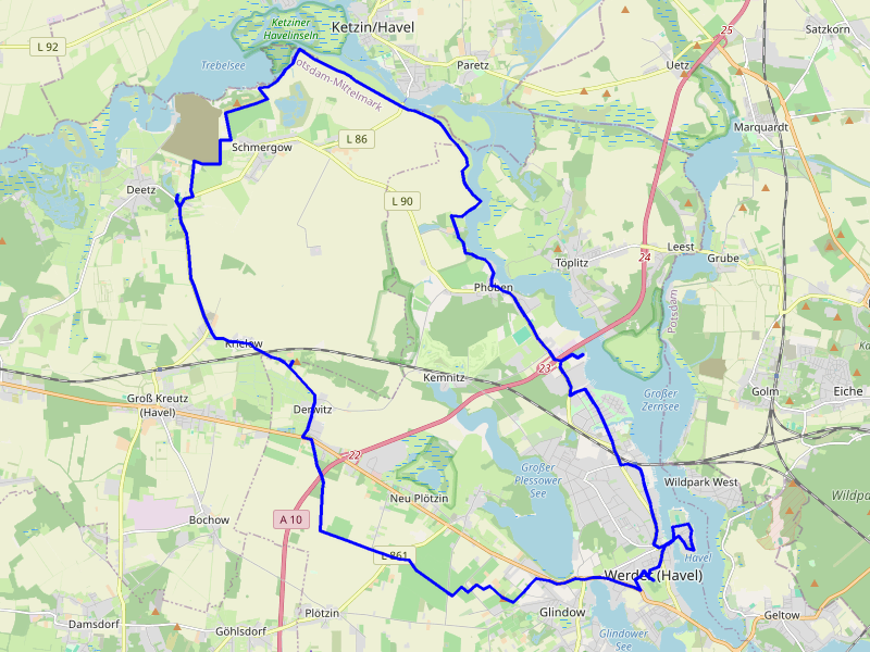 Karte Havelradweg und Werderobst