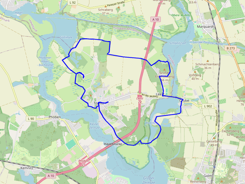 Karte Nattwerder und Insel Töplitz