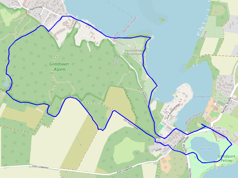 Karte Glindower Alpen und Petzow