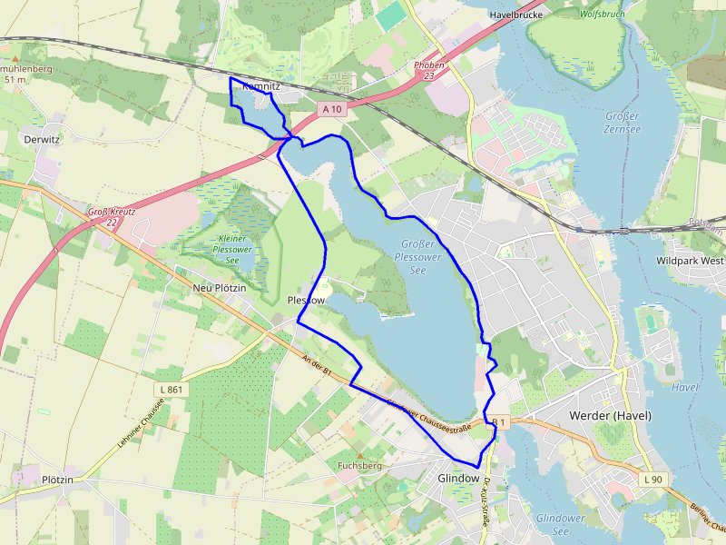 Karte Rund um die Plessower Seen