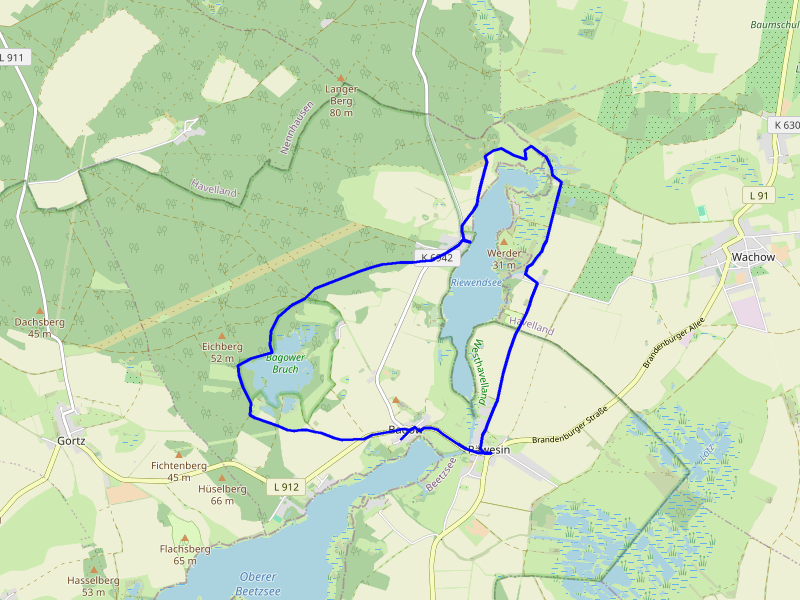 Karte Bagower Heide und Riewendsee