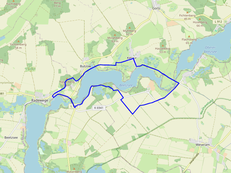 Karte Der mittlere Beetzsee