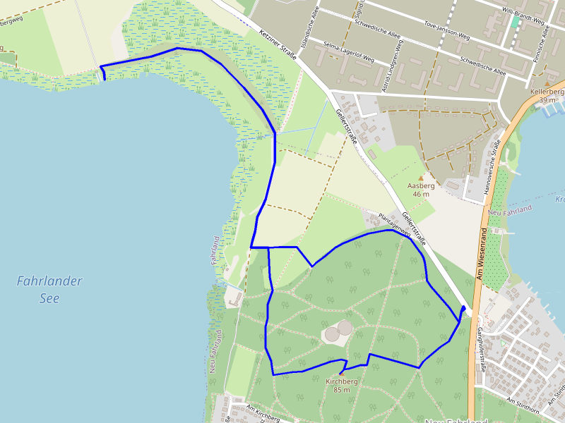 Karte Wanderung Kirchberg und Fahrländer See