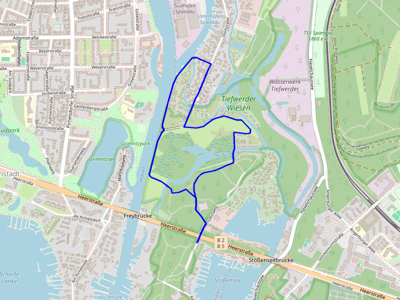 Karte Spaziergang durch die Tiefwerder Wiesen
