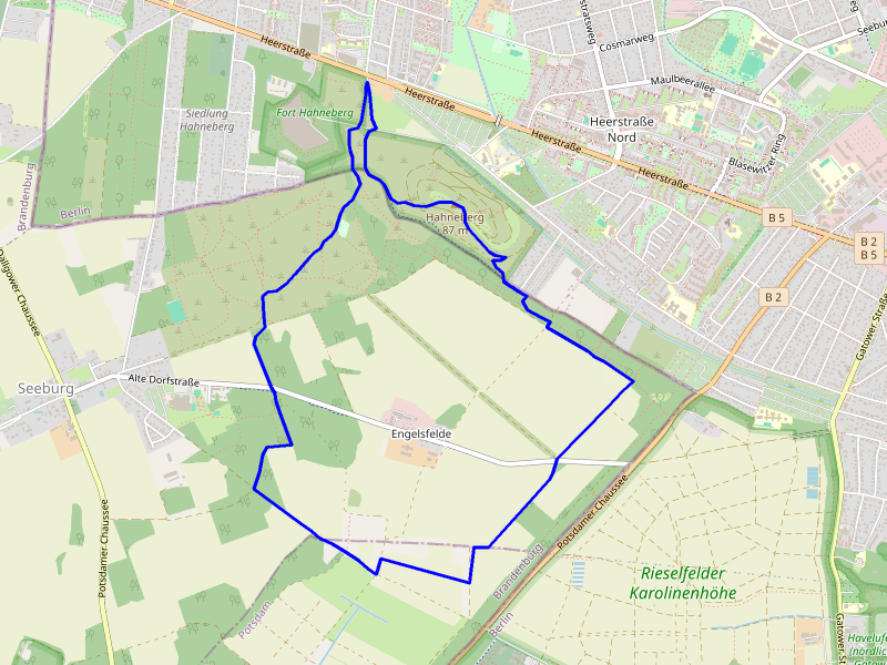 Karte Hahneberg, Engelsfelde und die kleine Döberitzer Heide