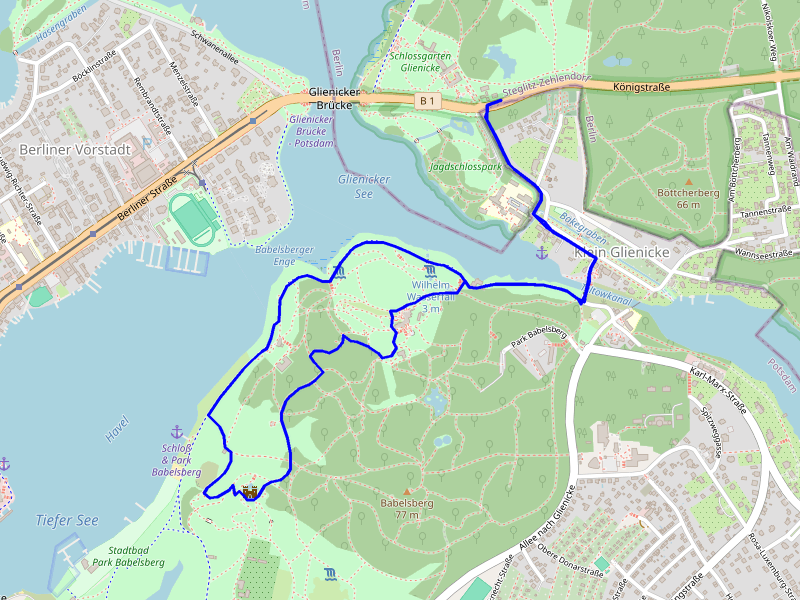Karte Spaziergang durch Babelsberg