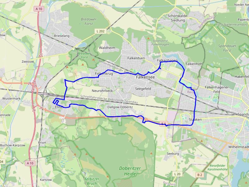 Karte Radtour zu den Reform­siedlungen im Havelland