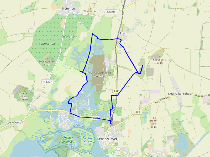 Karte Durch die Bruchlandschaft von Ketzin